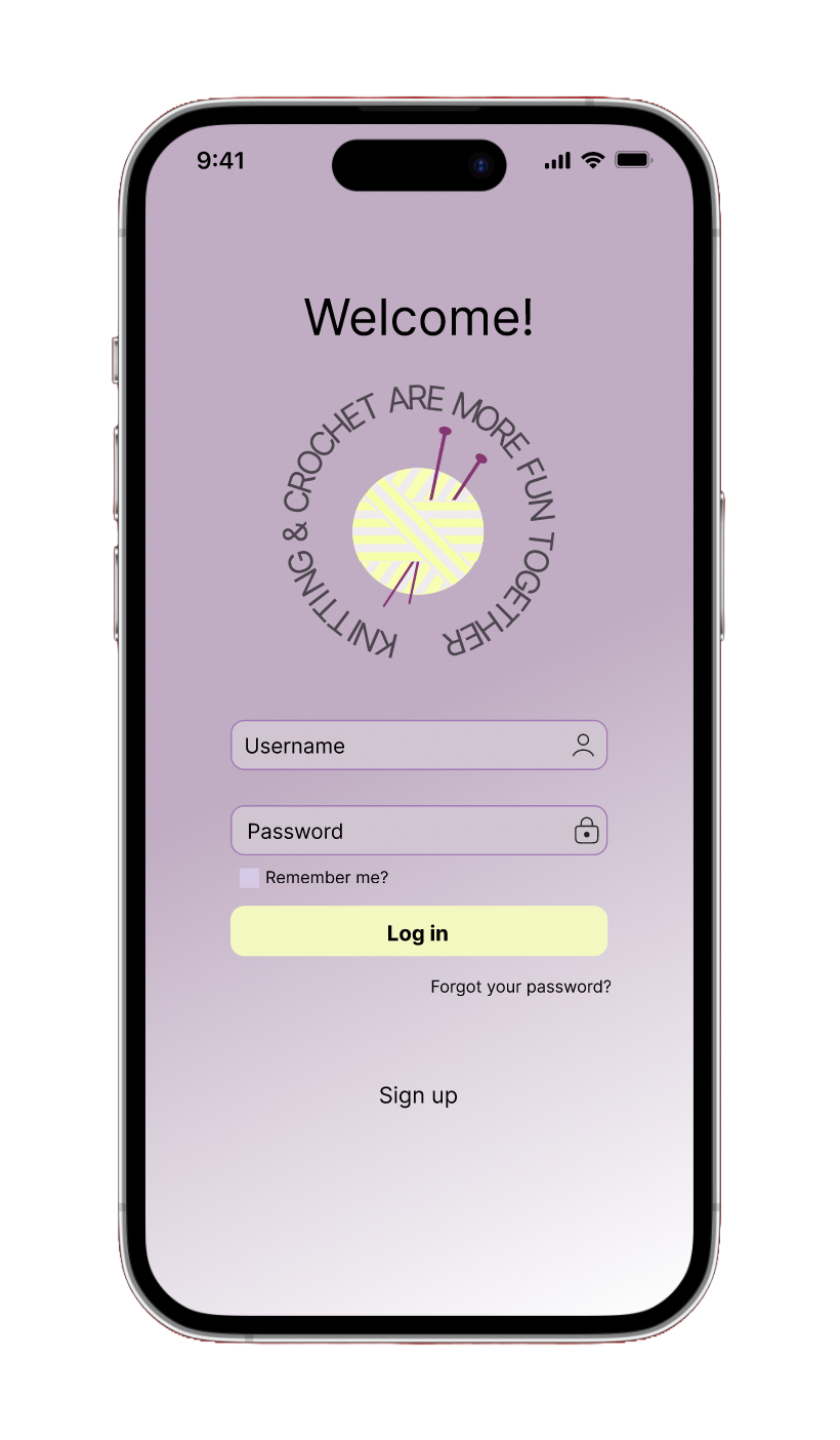 Welcome / login skærm